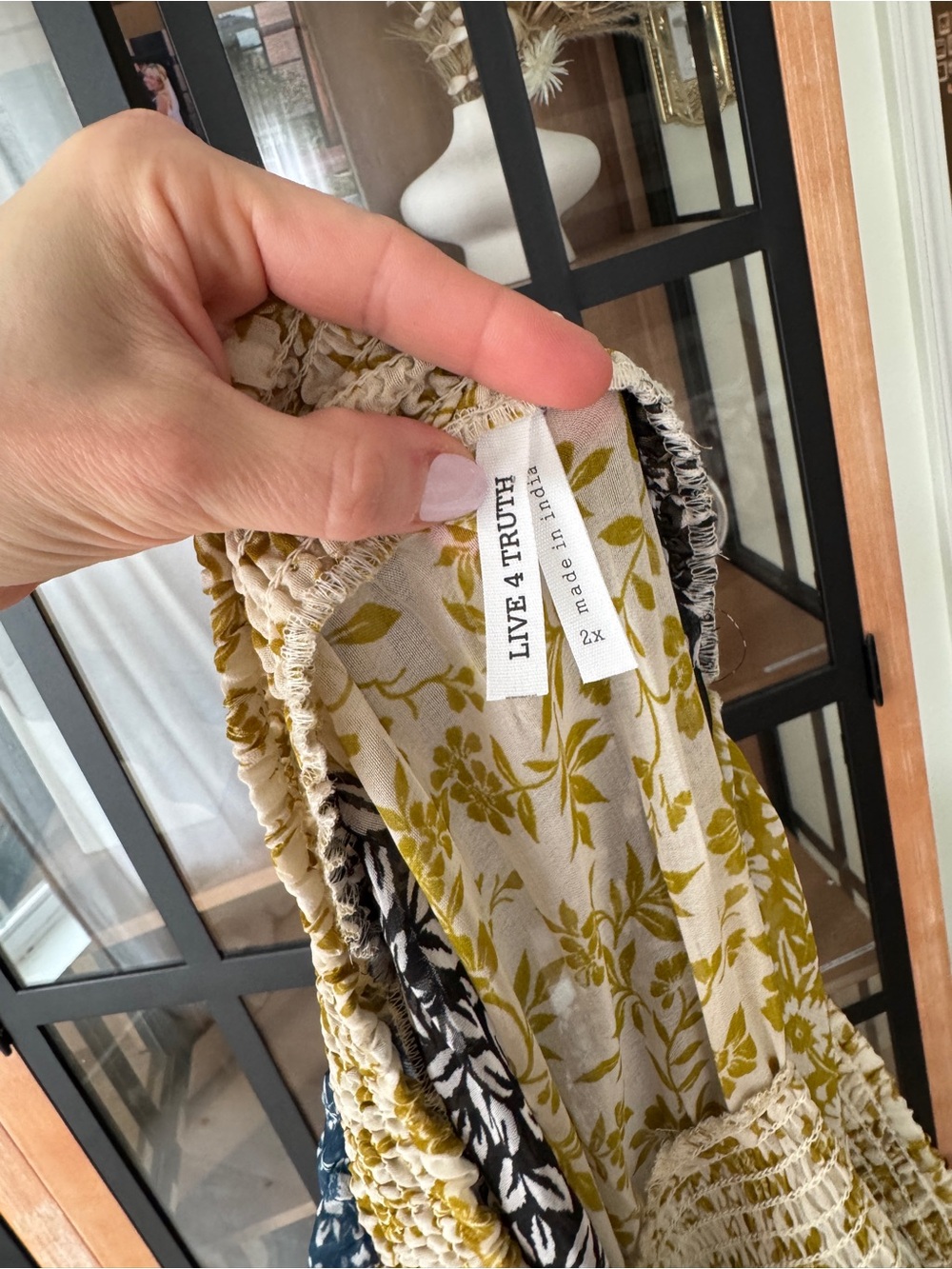 Anthropologie Patchwork Floral Maxi Dress Tunic Top Yellow, Blue, Black, White - Picture 6 of 8